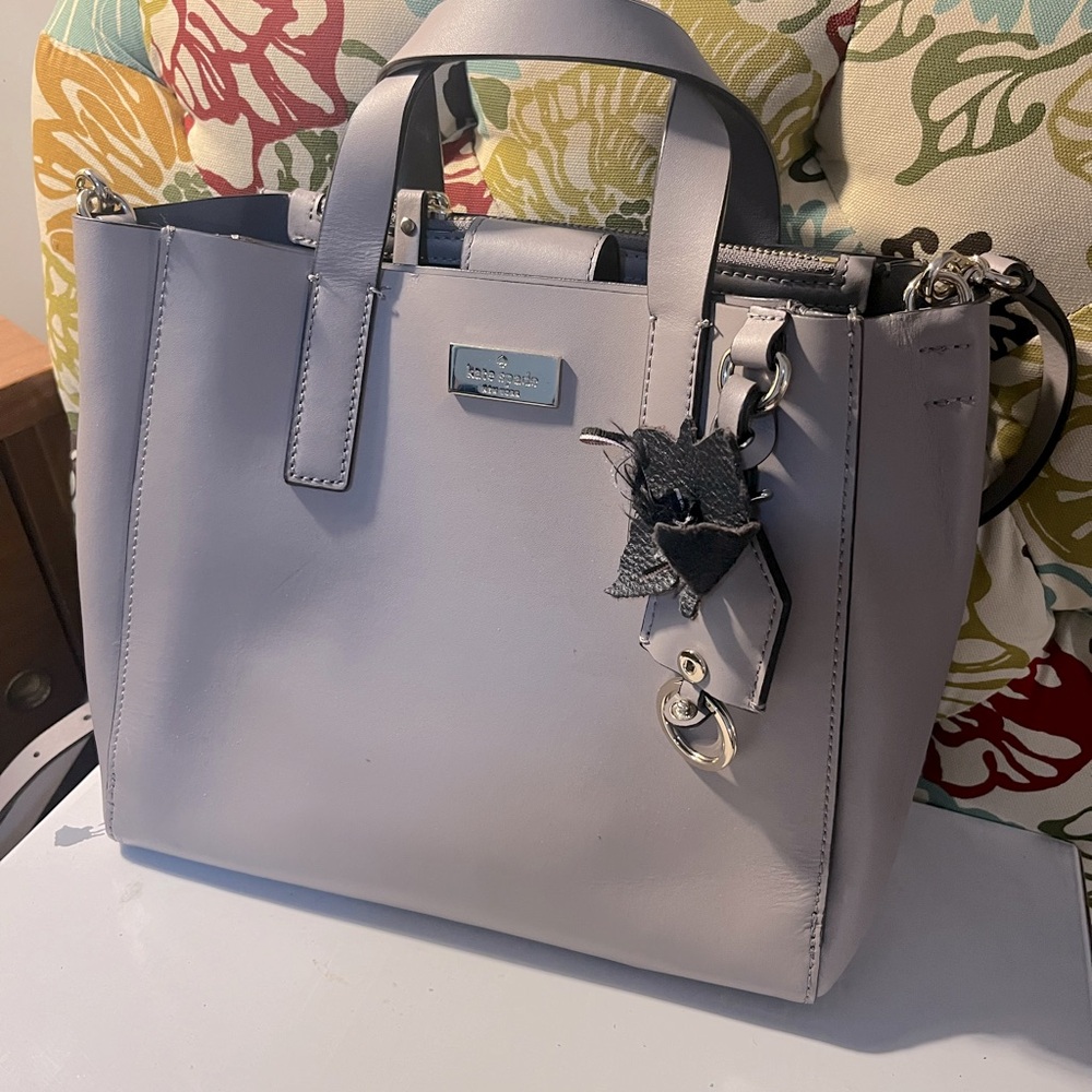 Real KATE SPADE square tote gray 9”Hx10”W